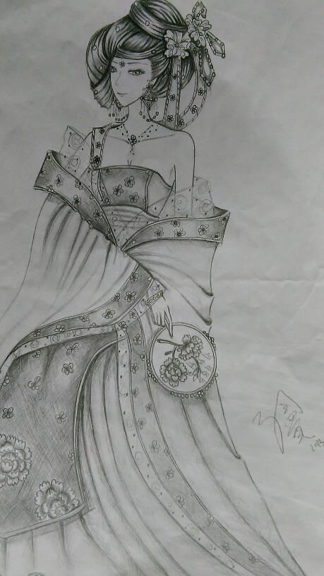 画画手的简笔画步骤图解教程古装素描简笔画美女头像图片古风人物简笔