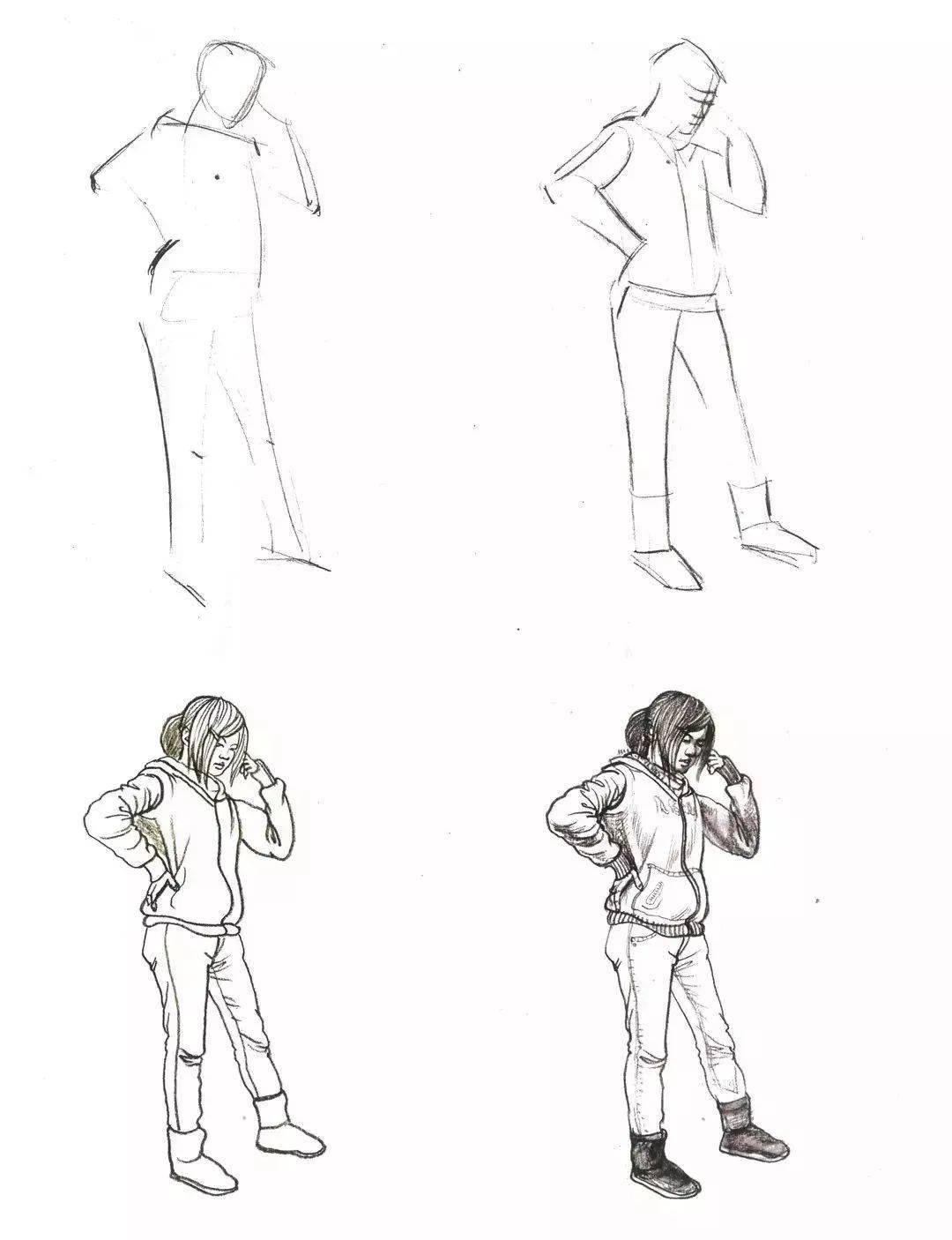 速写基础教程单人速写分析讲解示范附送速写人物动态临摹照片这些干货