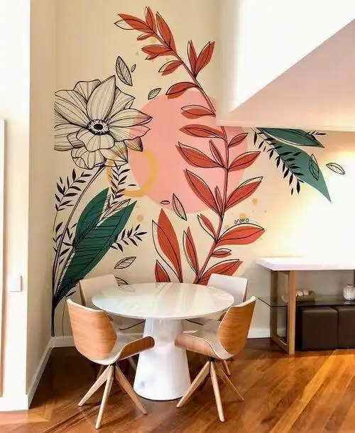 画画  #墙绘  #墙绘艺术  #壁画墙绘  #背景墙  #居家装饰画  #线条