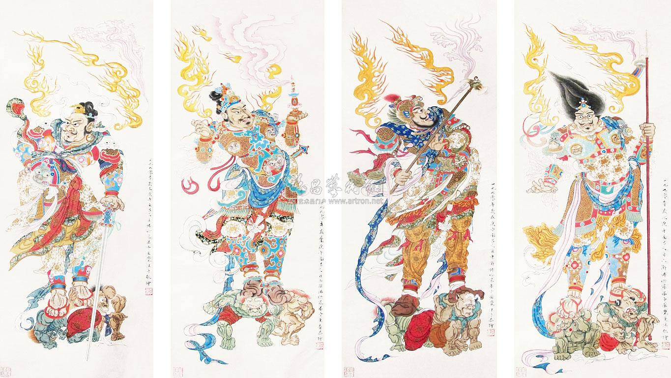 0125四大天王镜片纸本