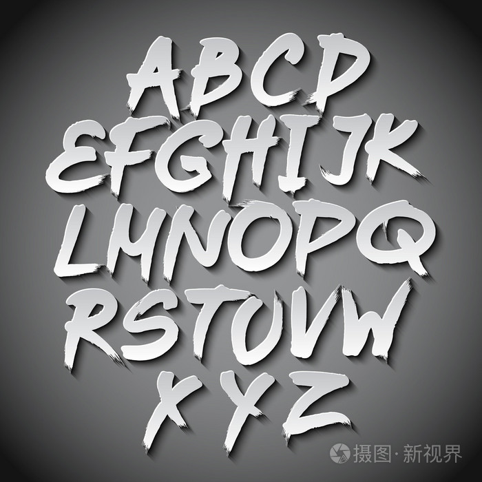 矢量字母设置艺术灰色阴影字体插画-正版商用图片09yvb1-摄图新视界