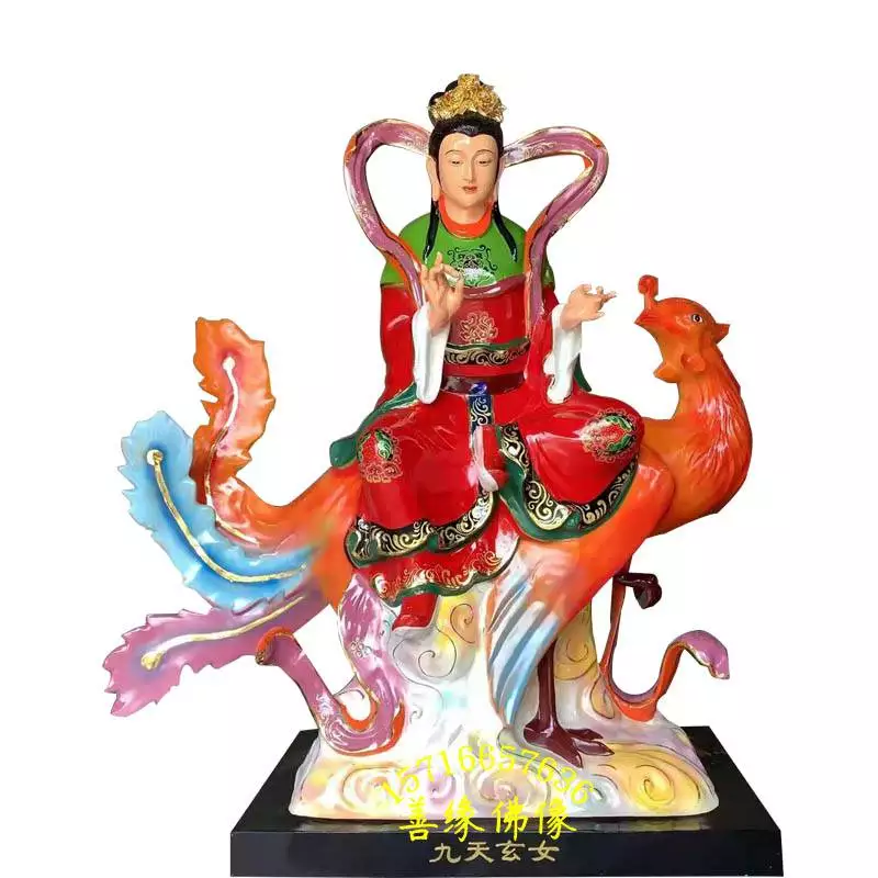 极彩九莲圣母佛像莲花老母雕像南海老母佛像九天玄女神像批发