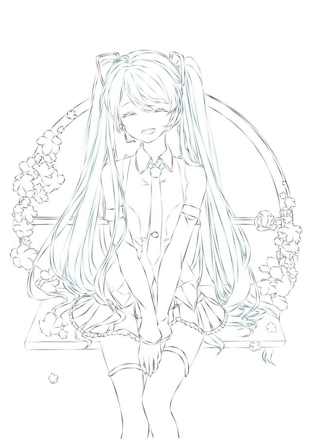 初音未来手绘线稿 临摹涂色的最佳选择