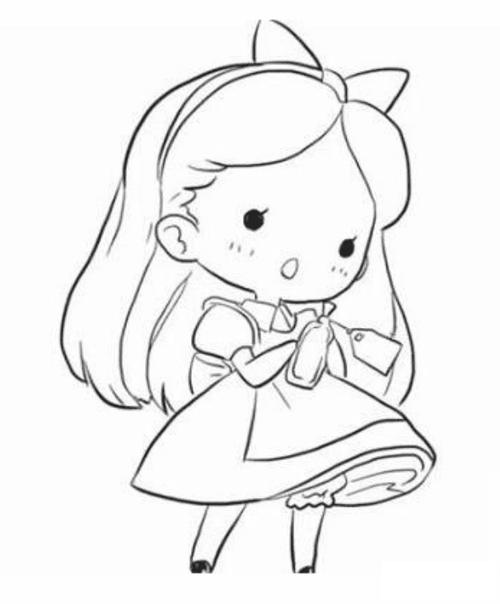 卡通女生萌萌哒简笔画可爱