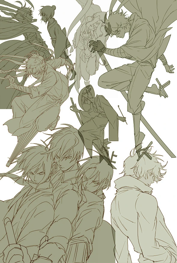 sai资源库动漫男性人物动作姿势表情参考来自sai资源库微博