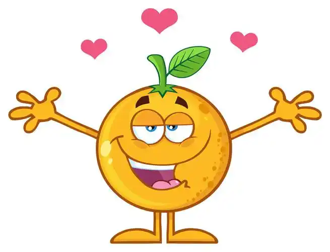 微笑,桔子,卡通,心形,伸展胳膊