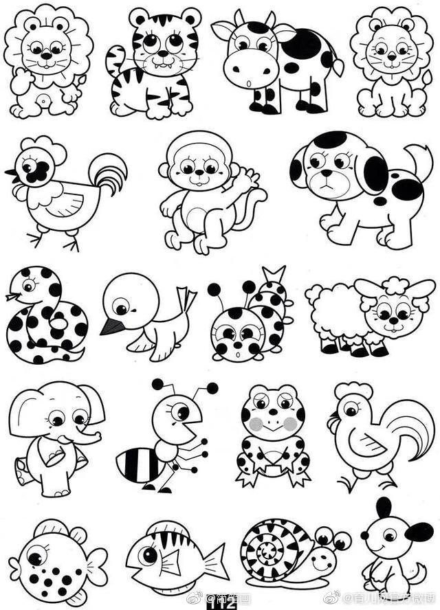 小动物简笔画,mark,陪孩子画着玩儿~(转)