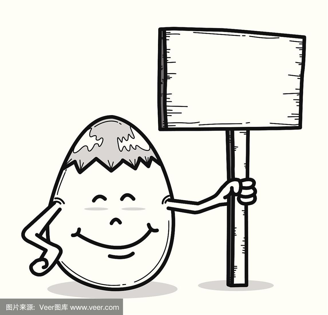 鸡蛋,卡通,绘画插图,空白的,留白