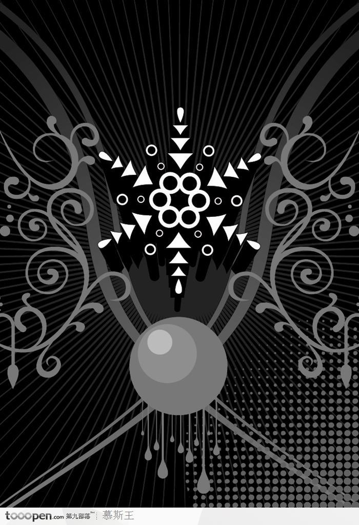 黑白炫酷花纹装饰图案矢量背景-堆糖,美好生活研究所