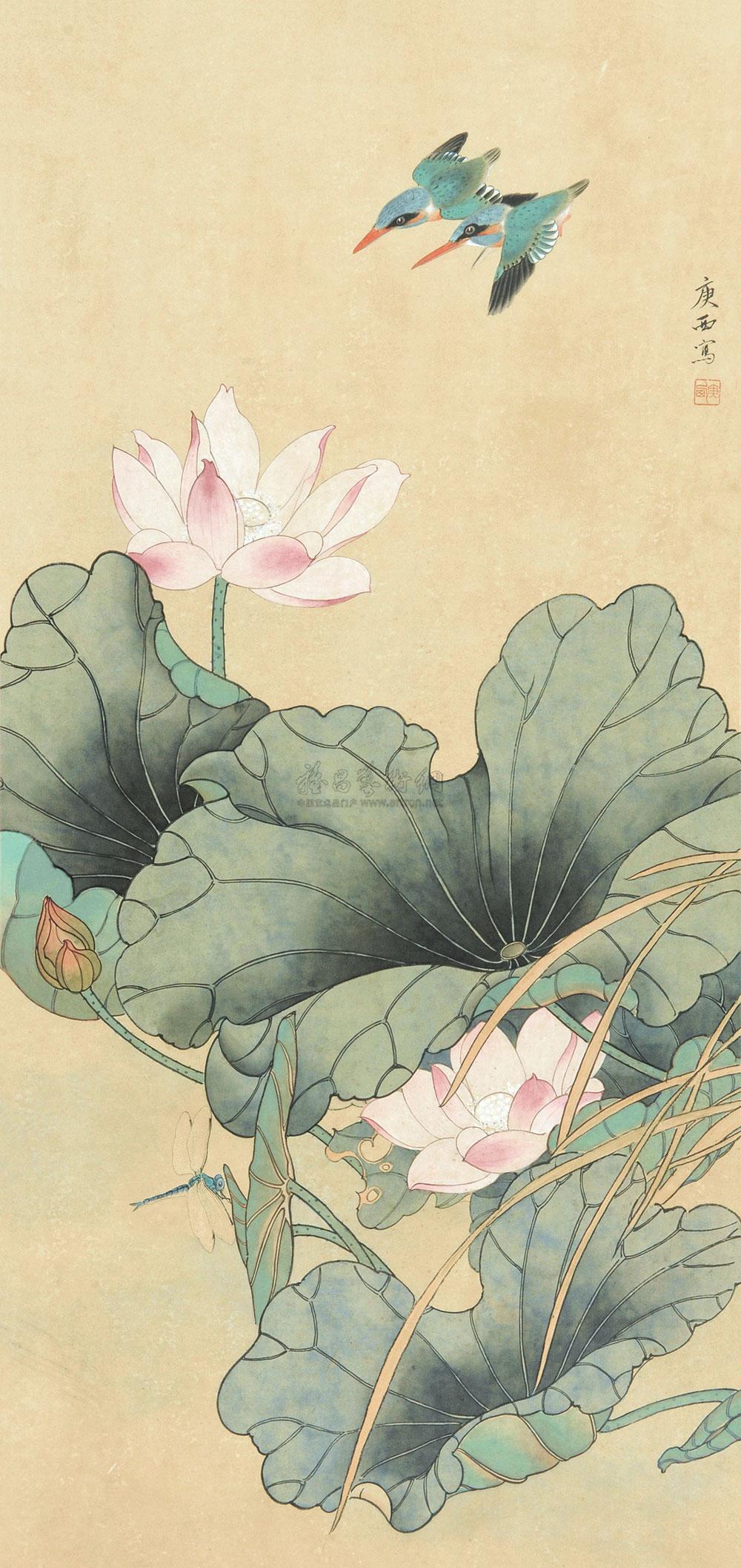 0395 1979年作 工笔荷花 镜心 设色纸本