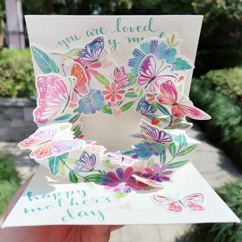 创意3d立体母亲节贺卡感恩妈妈祝福卡片感谢婆婆礼物卡美丽蝴蝶