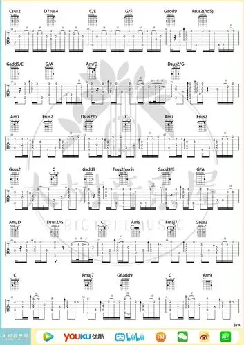 summer吉他指弹吉他谱大树音乐屋