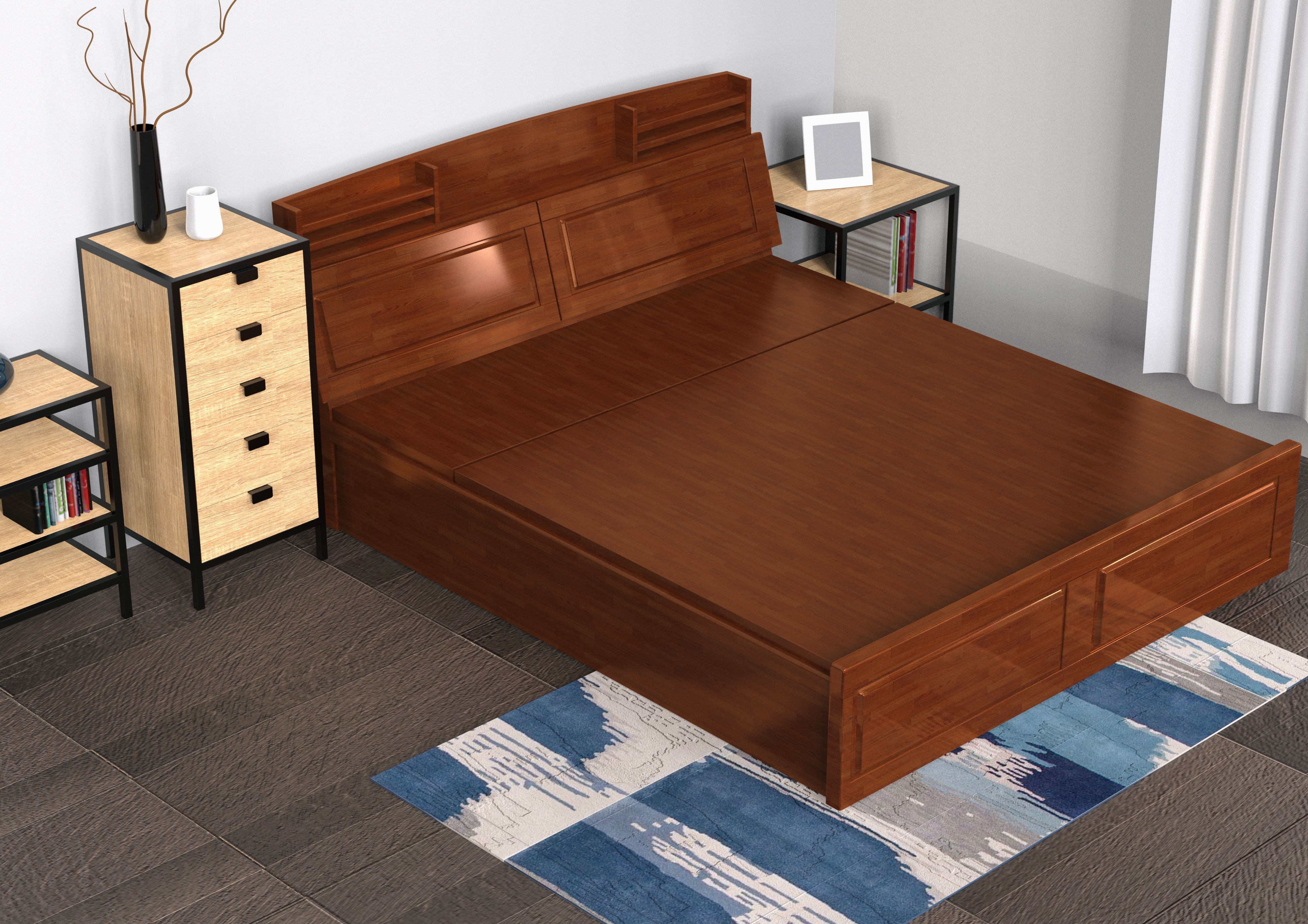 新中式香樟木纯实木床1.8床加宽双人储物床主卧现代简约定制家具