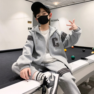 男童春装套装洋气2022新款中大童潮帅气时髦儿童运动服小学生炸街