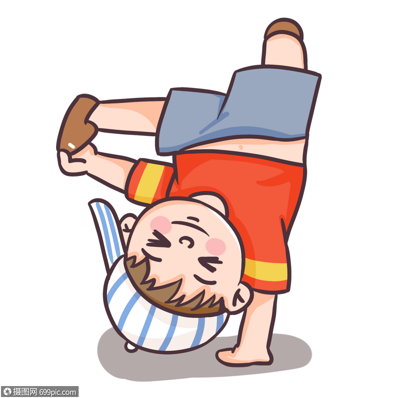 暑期培训跳街舞的男孩手绘卡通人物