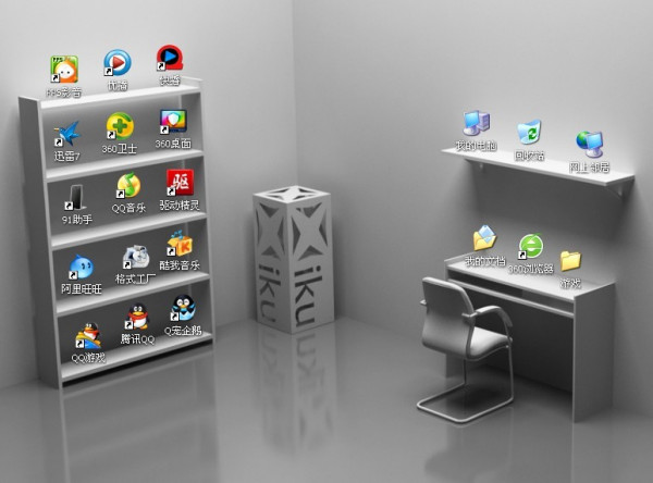 求一个可以把图标放家具里的电脑桌面啊有小图