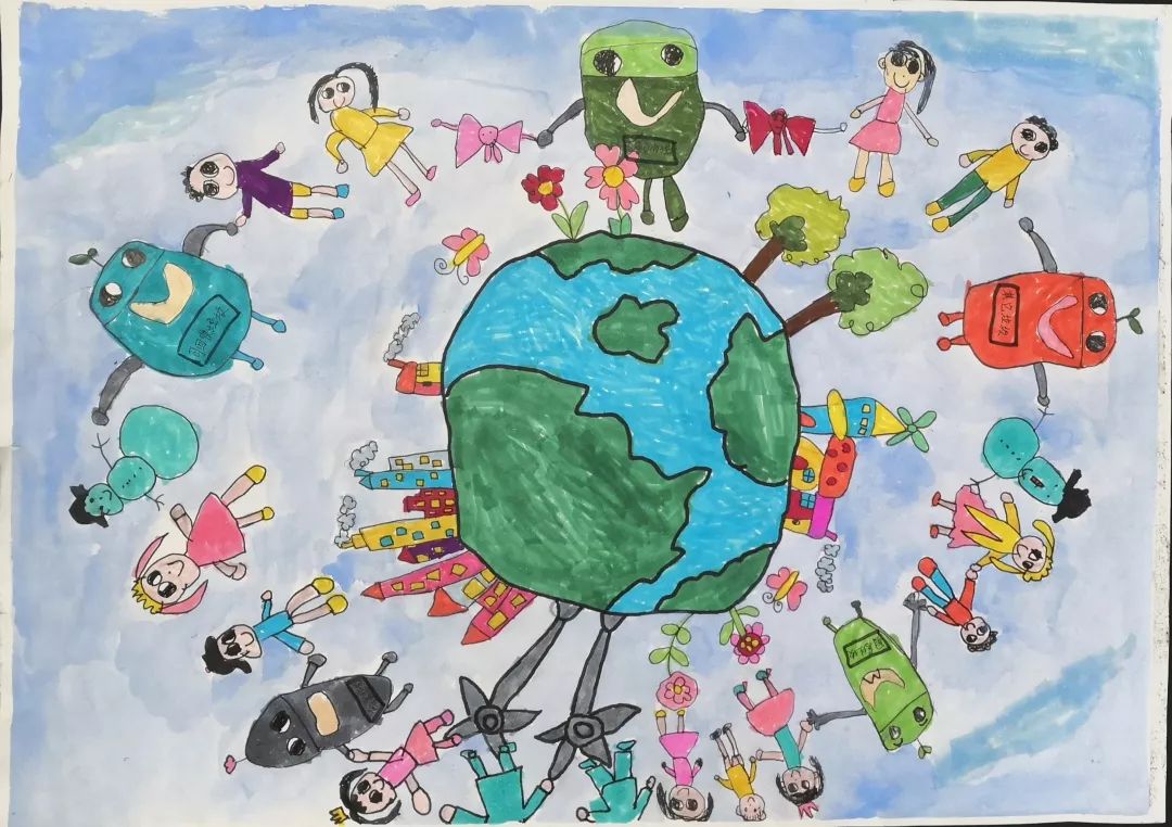 绿色家园保护环境儿童画一等奖作品-图2