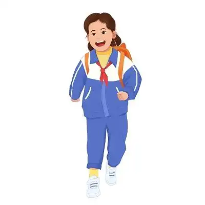 穿校服的女同学开心返校卡通人物小学生春游png素材开学季人物