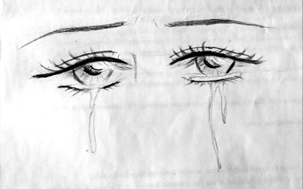第一张手绘动漫图美人泪古风眼睛简笔画