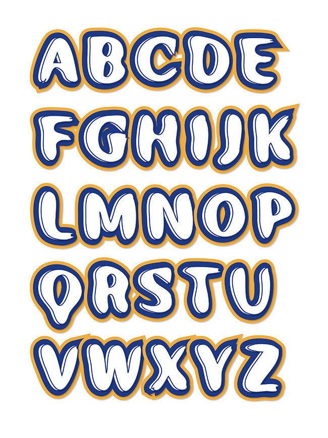 26个字母设计炫彩时尚酷字母艺术字矢量卡通清新夏天夏季插画素材夏季