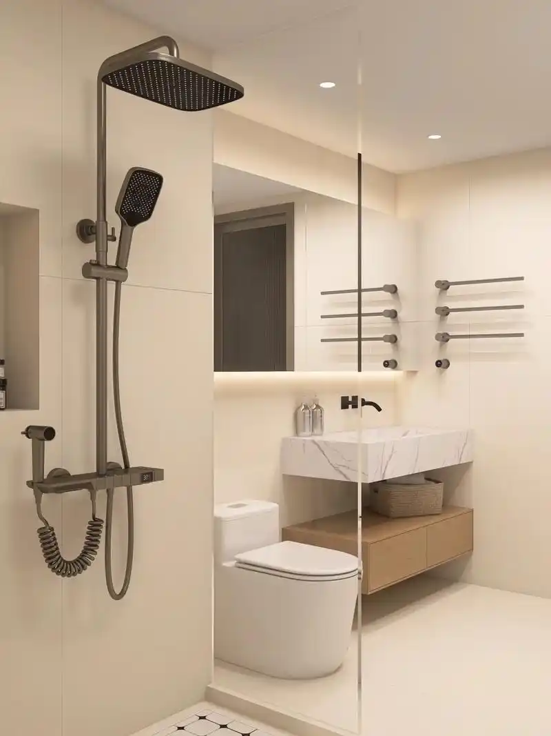 一体式的卫生间微水泥 - 抖音