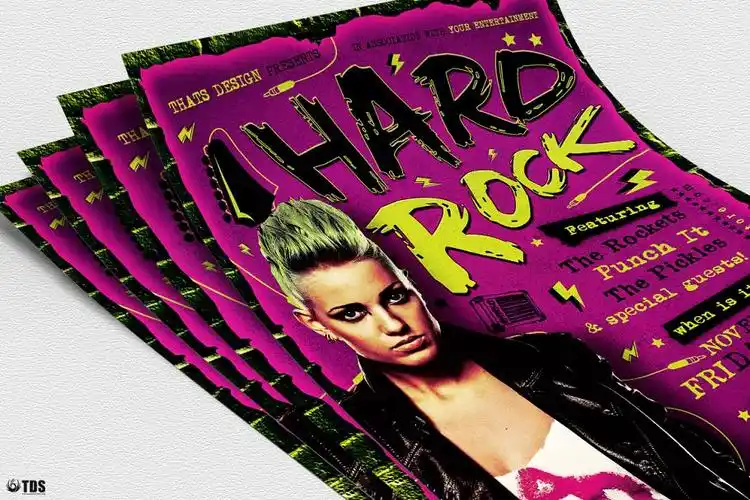 重金属摇滚音乐海报传单psd模板v2hardrockflyerpsdv2