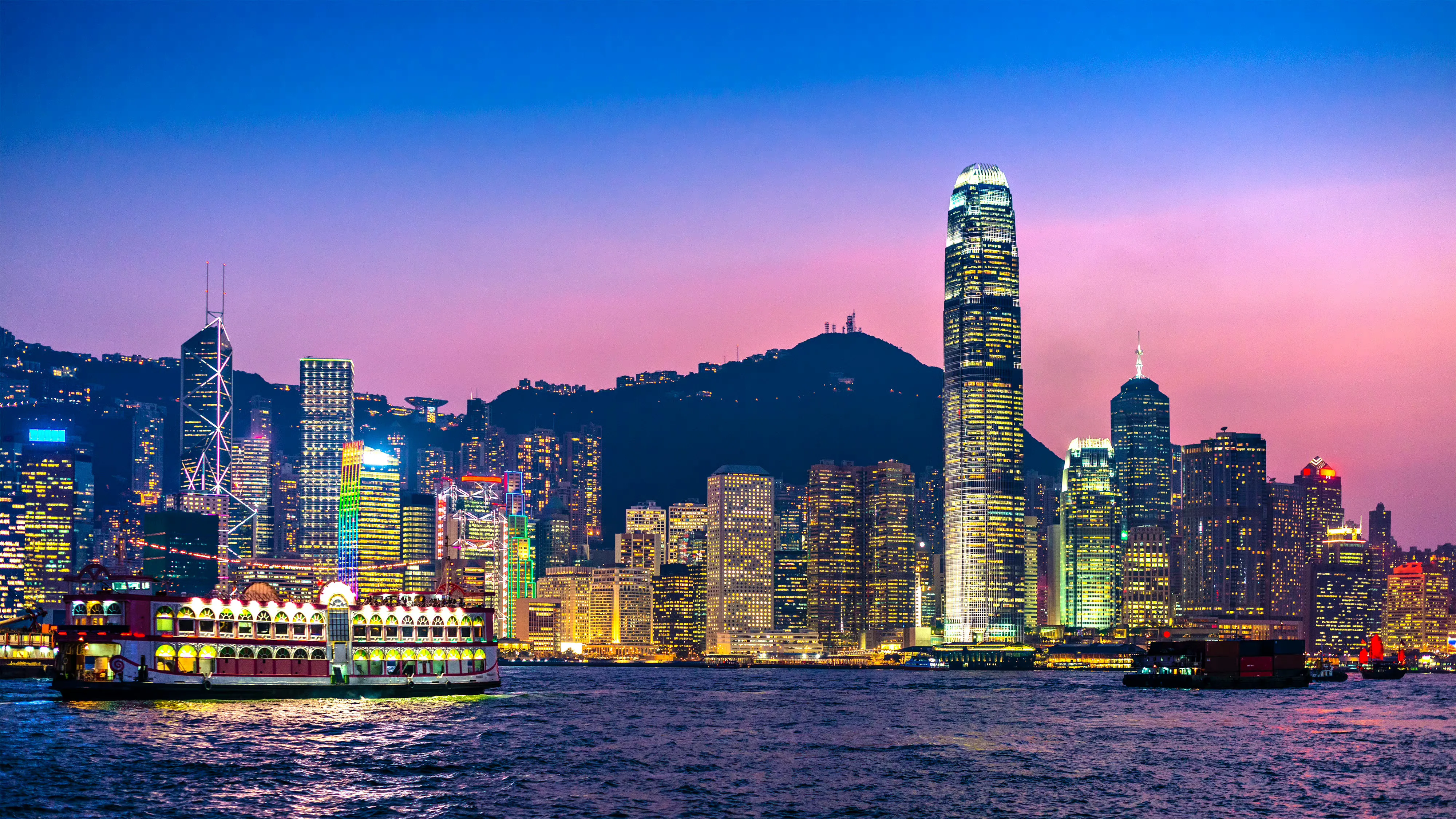 维多利亚港紫色风景壁纸