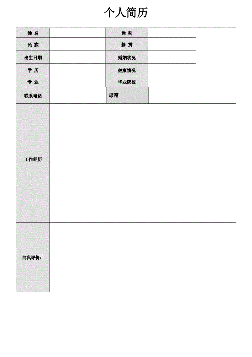 个人简历模板pdf1页