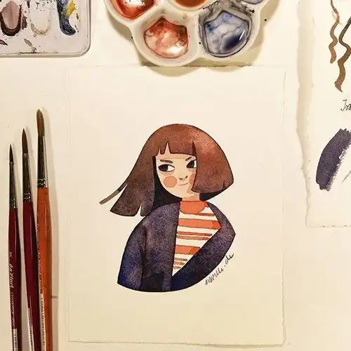 水彩女性头像,简单易上手—iraville的个性绘画