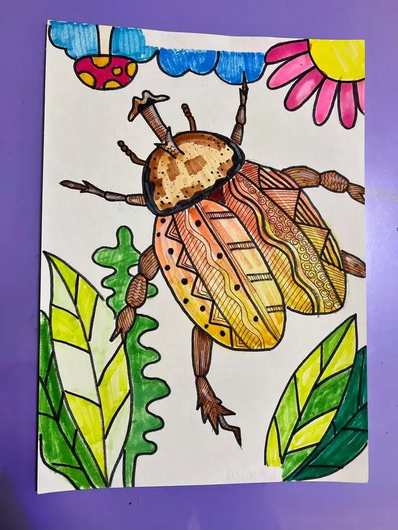 儿童画 #黑白线描画 #手绘 #儿童线描画 #昆虫画 昆虫 - 抖音