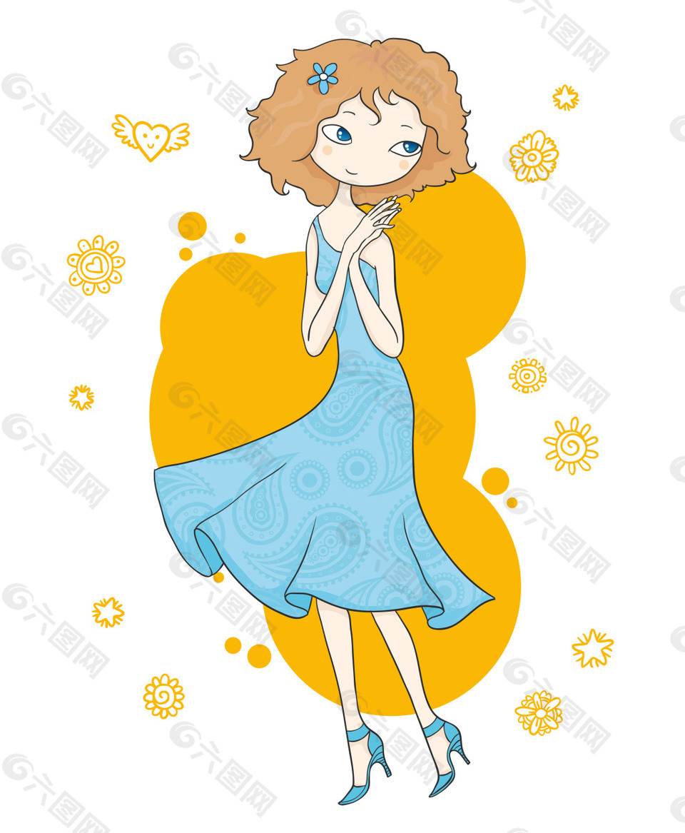 卡通人物小女孩 矢量素材平面广告素材免费下载(图片编号:8636677)-六
