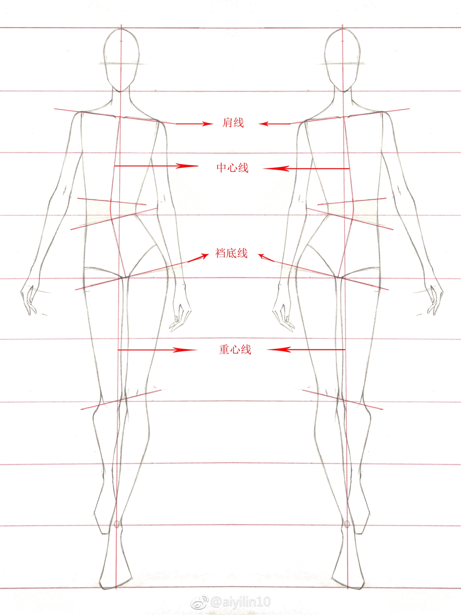效果图服装设计手绘人体基础比例动态