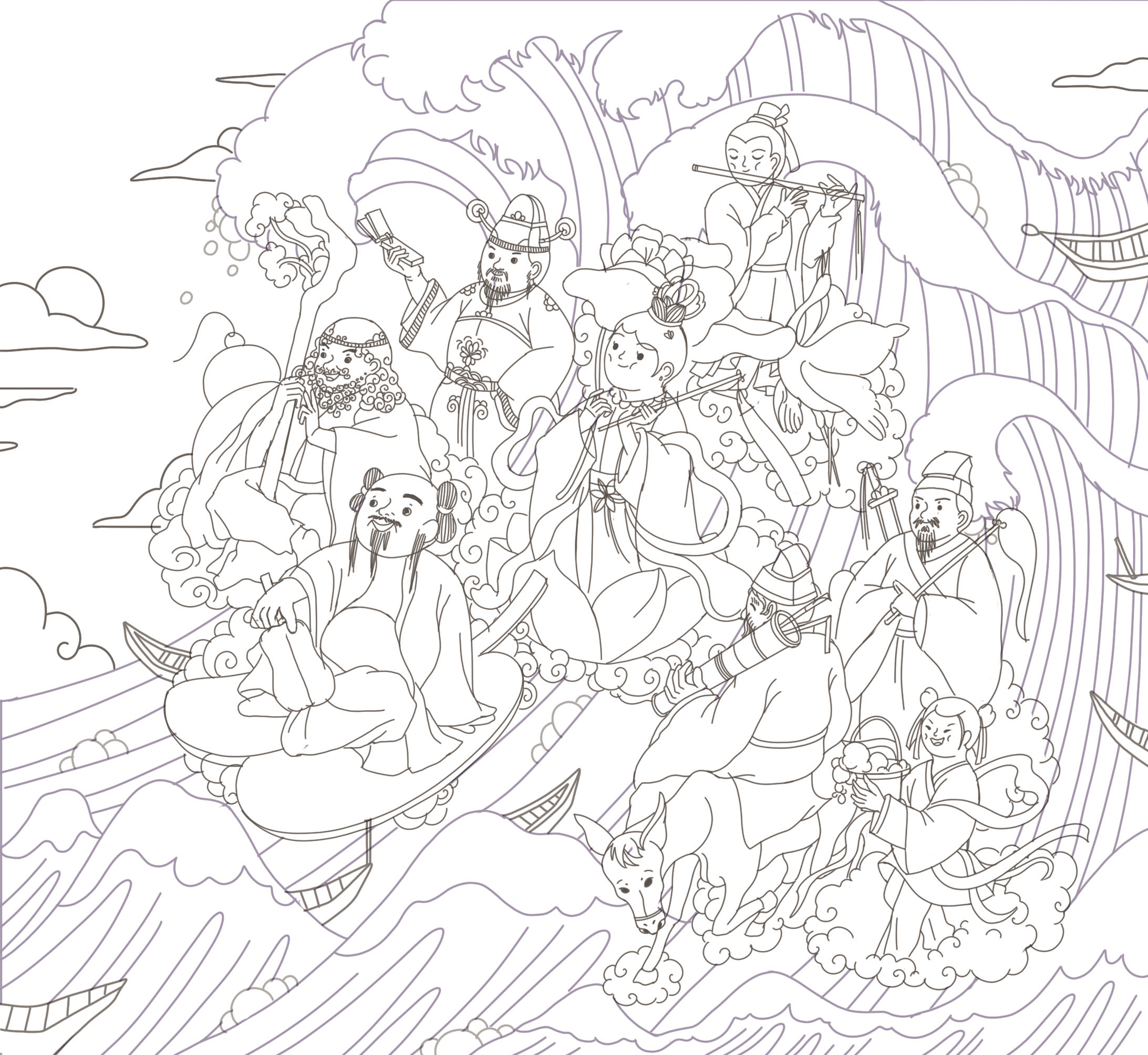 八仙过海|插画|商业插画|babemni - 原创作品 - 站酷 (zcool)