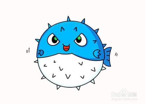 海洋生物胖头鱼的简笔画