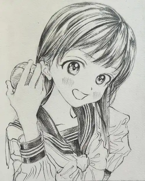 明日酱的水手服看了新番,明日酱活泼灵动非常可爱,画完喜欢的人物很