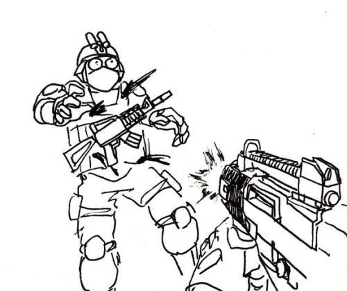 现代战场简笔画