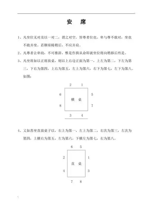 八仙桌座次安排