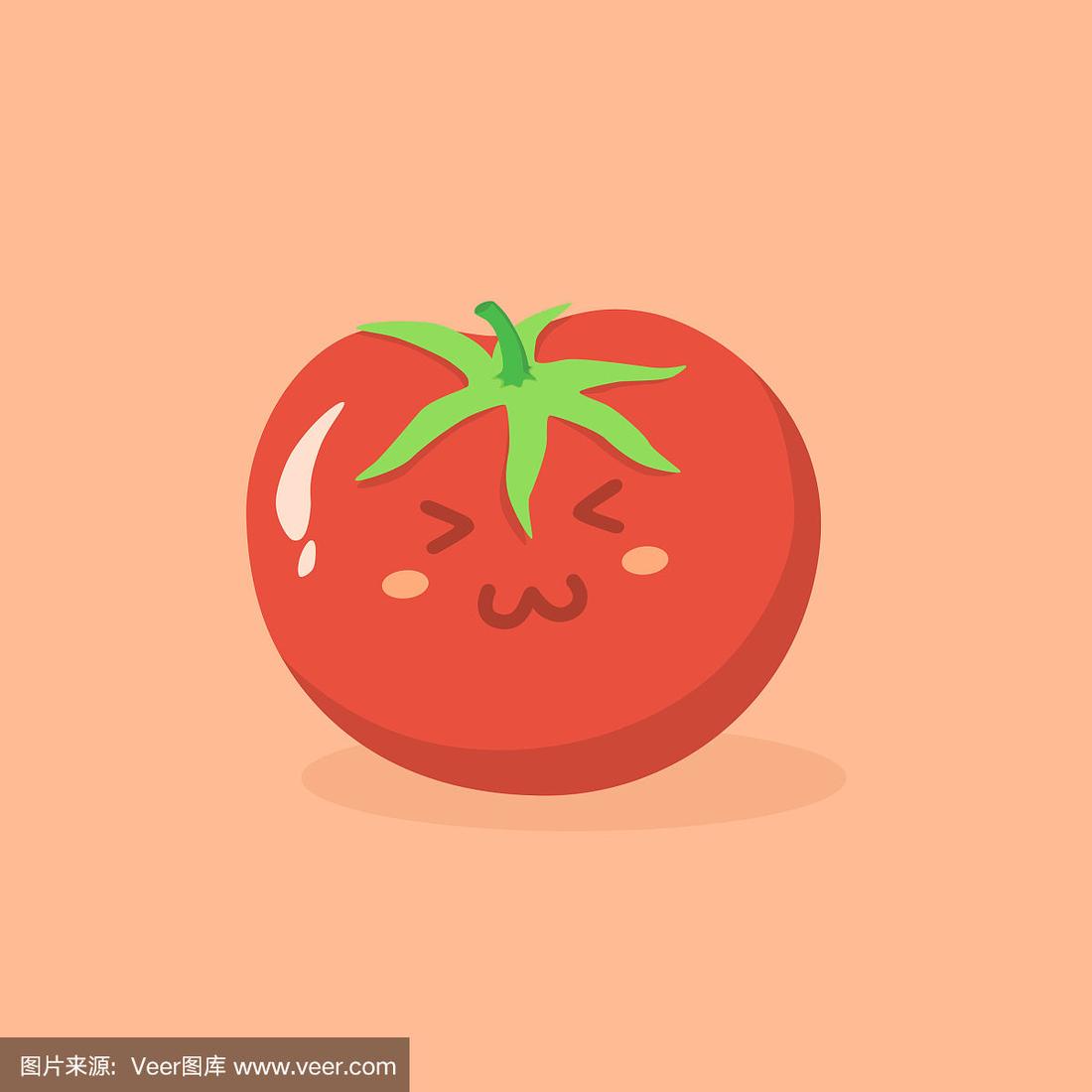 可爱的番茄蔬菜卡通