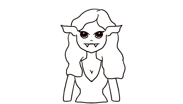 吸血鬼女简笔画