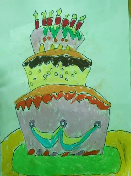 闽中物流城幼儿园第四期儿童绘画班第六次主题画《生日蛋糕》