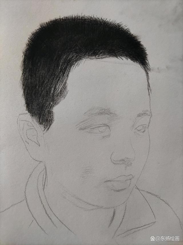 给朋友家孩子画肖像画,最难画的就是这种美白照