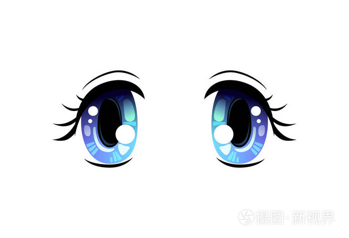 明亮的眼睛,蓝色的,美丽的眼睛,光线反射,漫画
