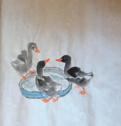 新视觉美术中心成人国画课堂《鸭子的画法》习作