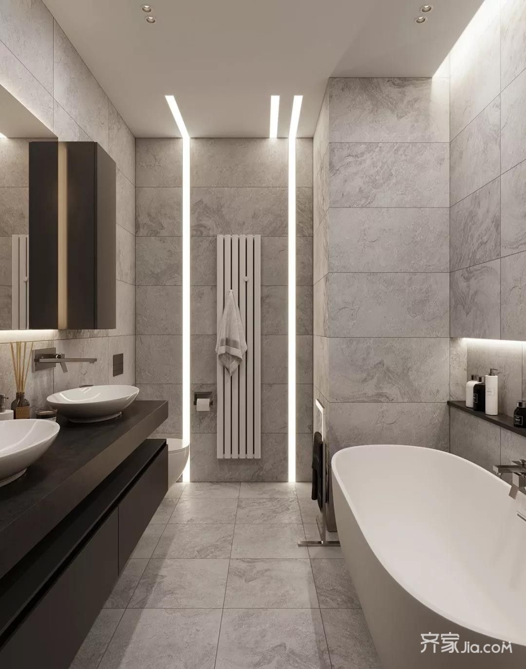 138现代四房装修效果图,营造轻奢之美(黑白灰)装修案例效果图-齐家网