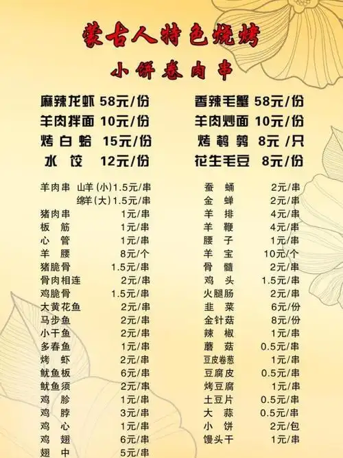 烧烤菜单图片(psd,画册)