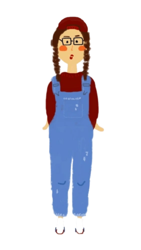 卡通吊带裤女孩