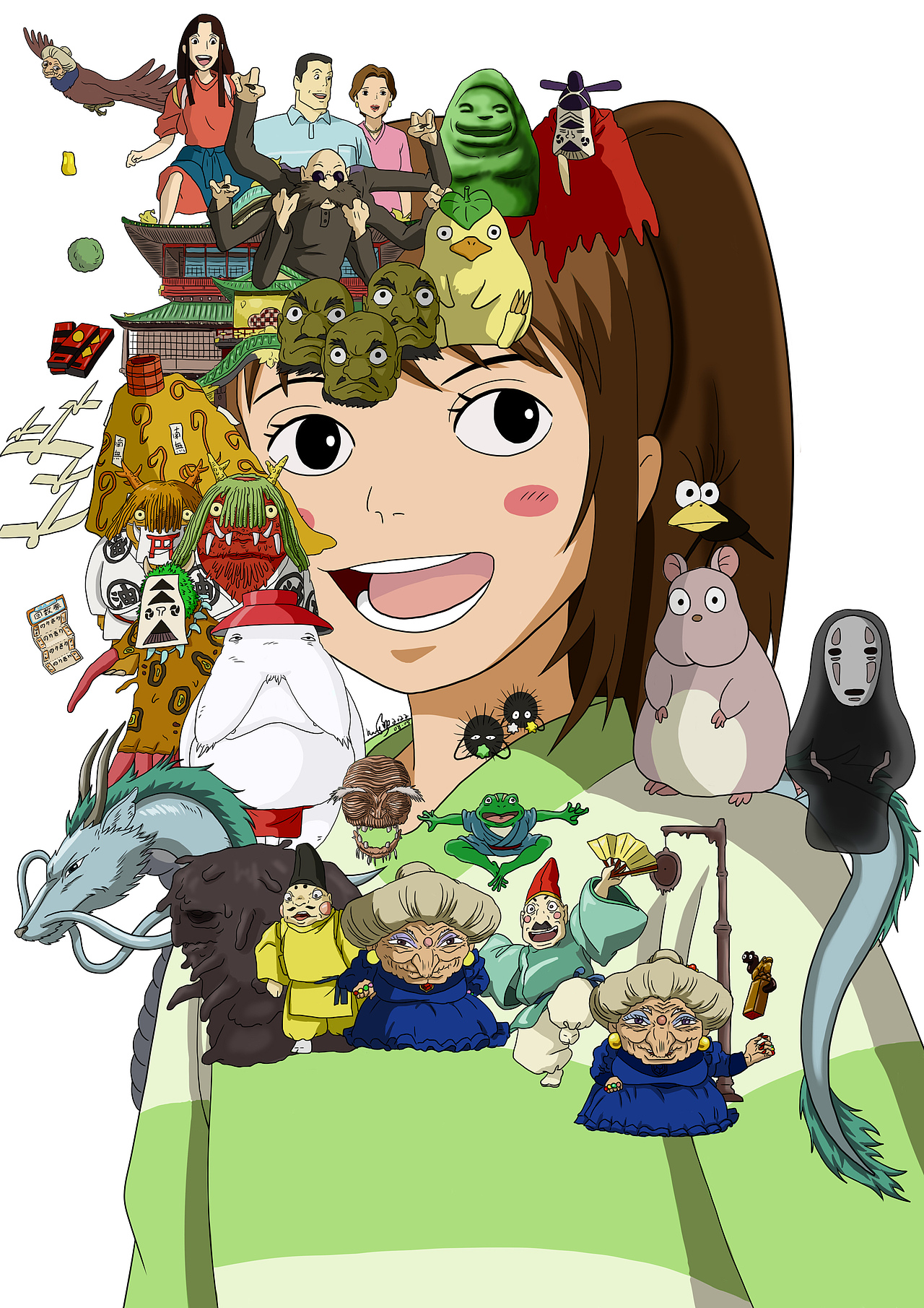 板绘二创动漫人物稿件-宫崎骏千与千寻