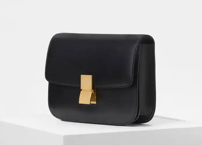 celine官网 赛琳 classic box 黑色 中号抛光小牛皮手袋