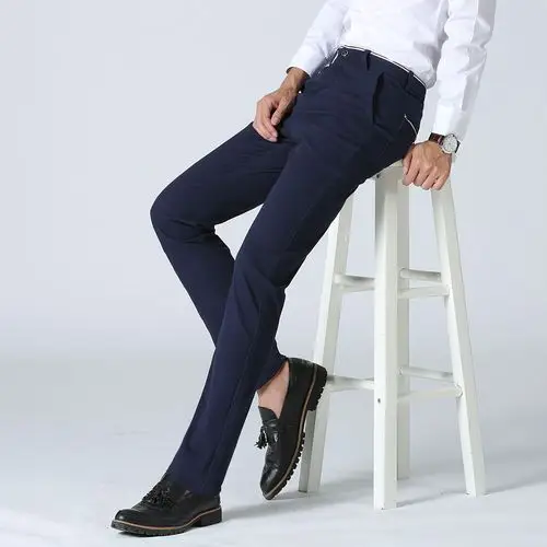 花花公子贵宾男士休闲裤修身韩版加绒加厚休闲西裤直筒长裤子潮