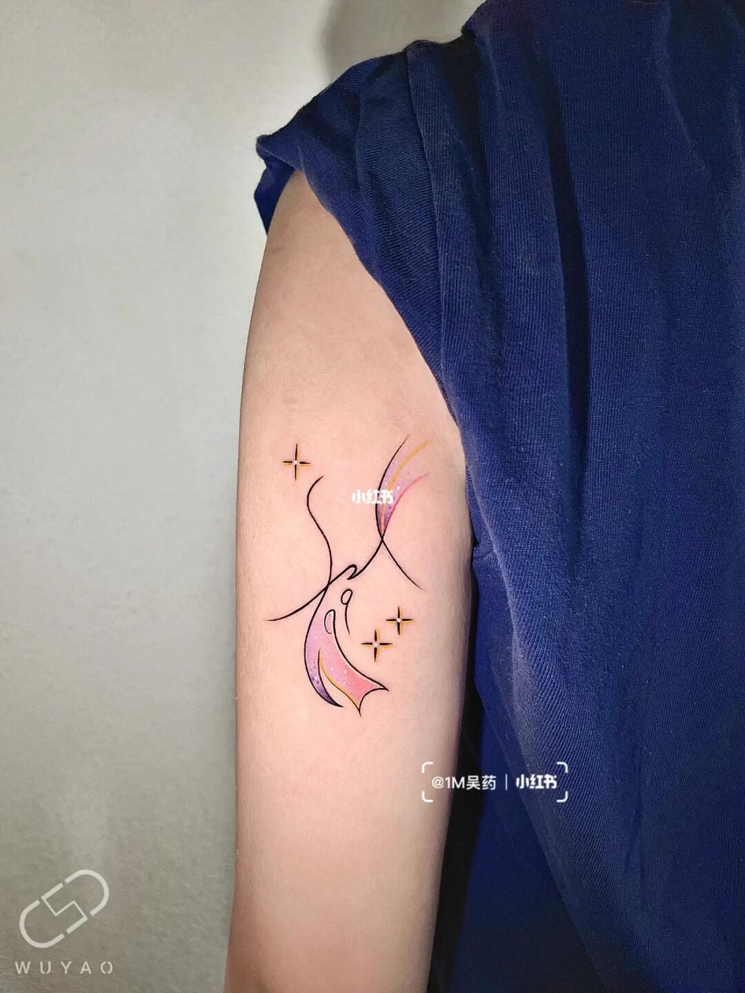 75清新浪漫双鱼座纹身设计